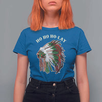 Funny Christmas Native American T Shirt For Women Ho Ho Ho Lay Vintage War Bonnet - Wonder Print Shop