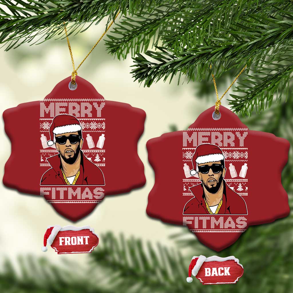Funny Dirty Santa Diddy Merry Fitmas Christmas Ornament - Wonder Print Shop