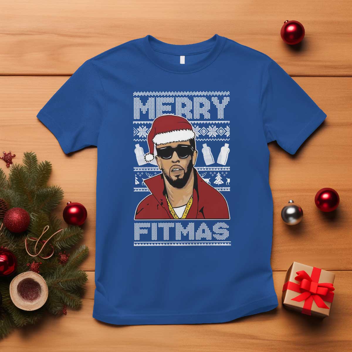 Funny Dirty Santa Diddy Merry Fitmas T Shirt - Wonder Print Shop