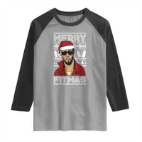 Funny Dirty Santa Diddy Merry Fitmas Raglan Shirt - Wonder Print Shop