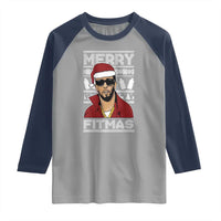 Funny Dirty Santa Diddy Merry Fitmas Raglan Shirt - Wonder Print Shop