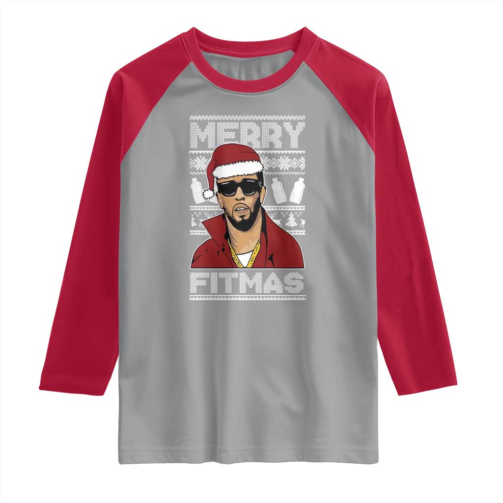 Funny Dirty Santa Diddy Merry Fitmas Raglan Shirt - Wonder Print Shop