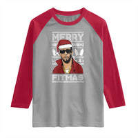 Funny Dirty Santa Diddy Merry Fitmas Raglan Shirt - Wonder Print Shop