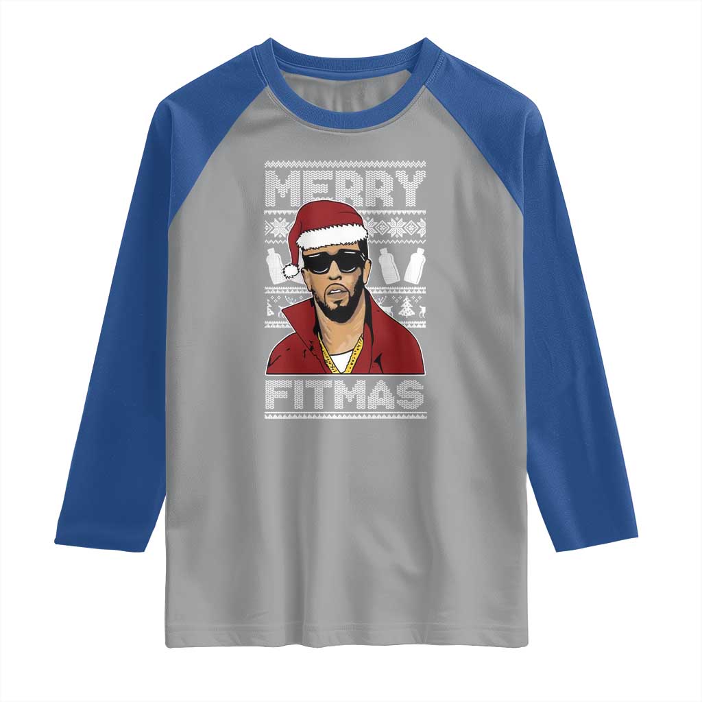 Funny Dirty Santa Diddy Merry Fitmas Raglan Shirt - Wonder Print Shop