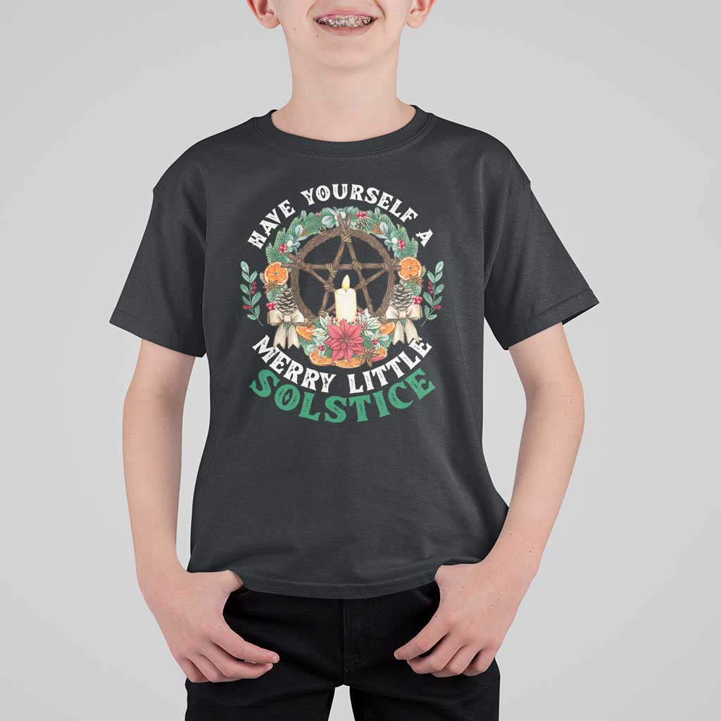 Have Yourself A Merry Little Solstice T Shirt For Kid Pagan Pentagram Christmas Wreath - Wonder Print Shop