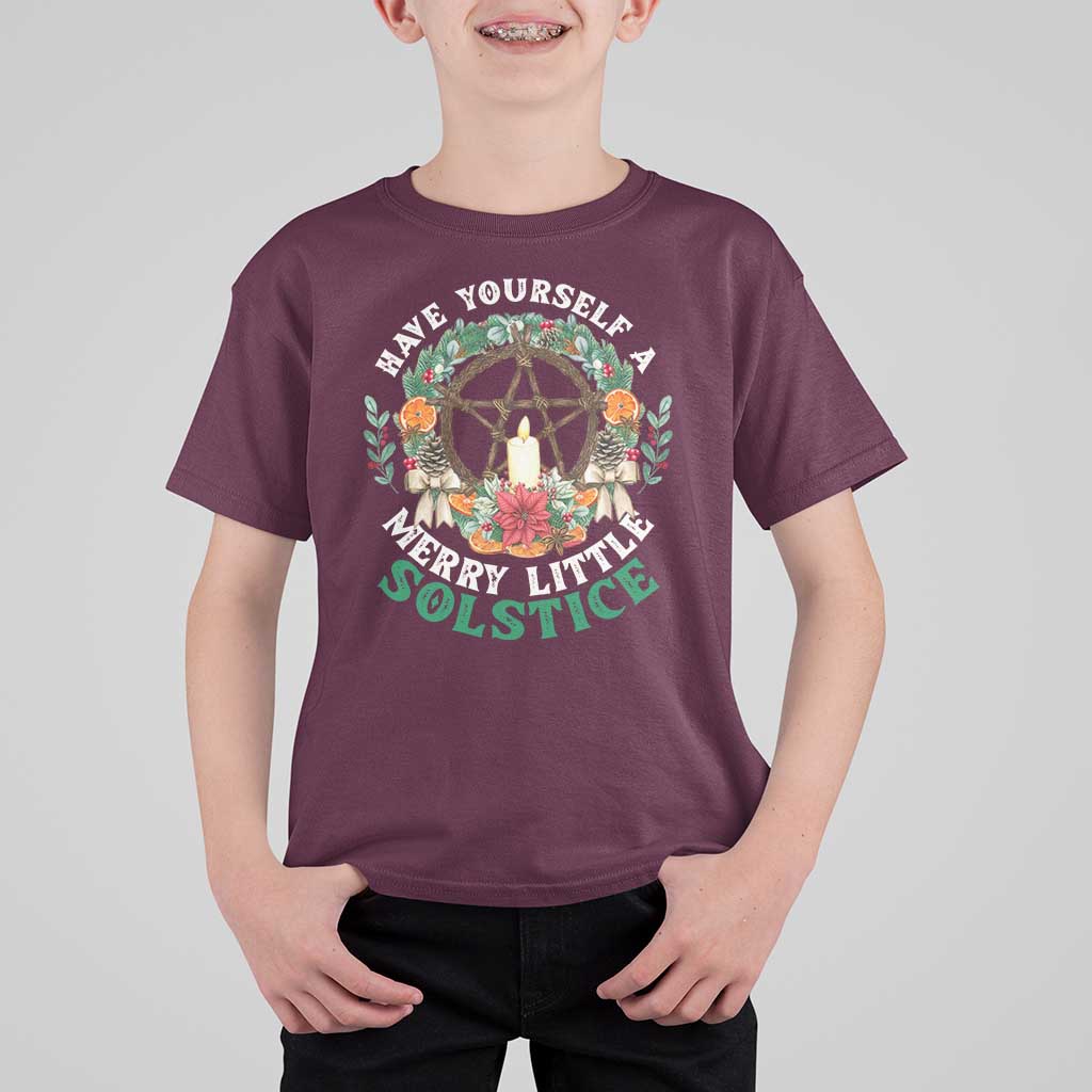 Have Yourself A Merry Little Solstice T Shirt For Kid Pagan Pentagram Christmas Wreath - Wonder Print Shop