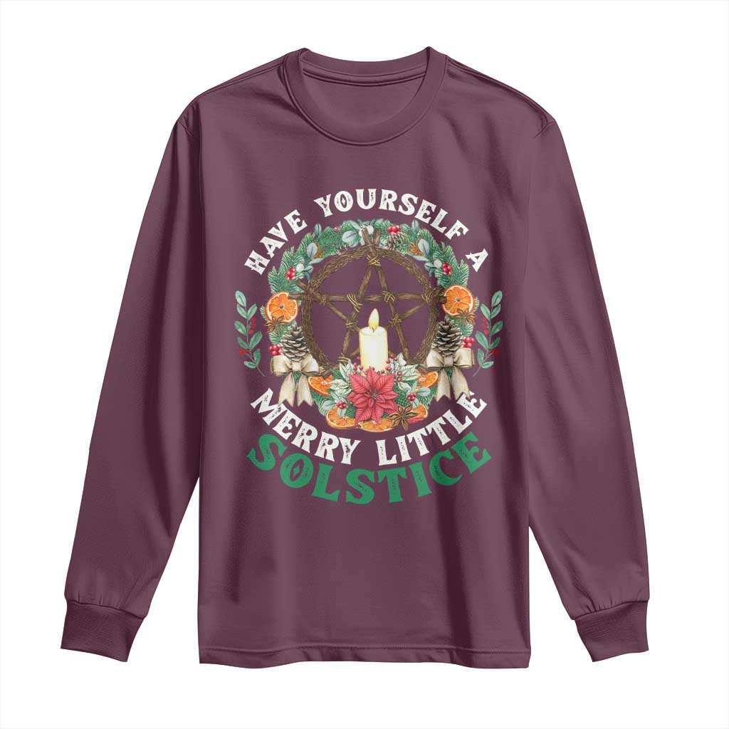 Have Yourself A Merry Little Solstice Long Sleeve Shirt Pagan Pentagram Christmas Wreath