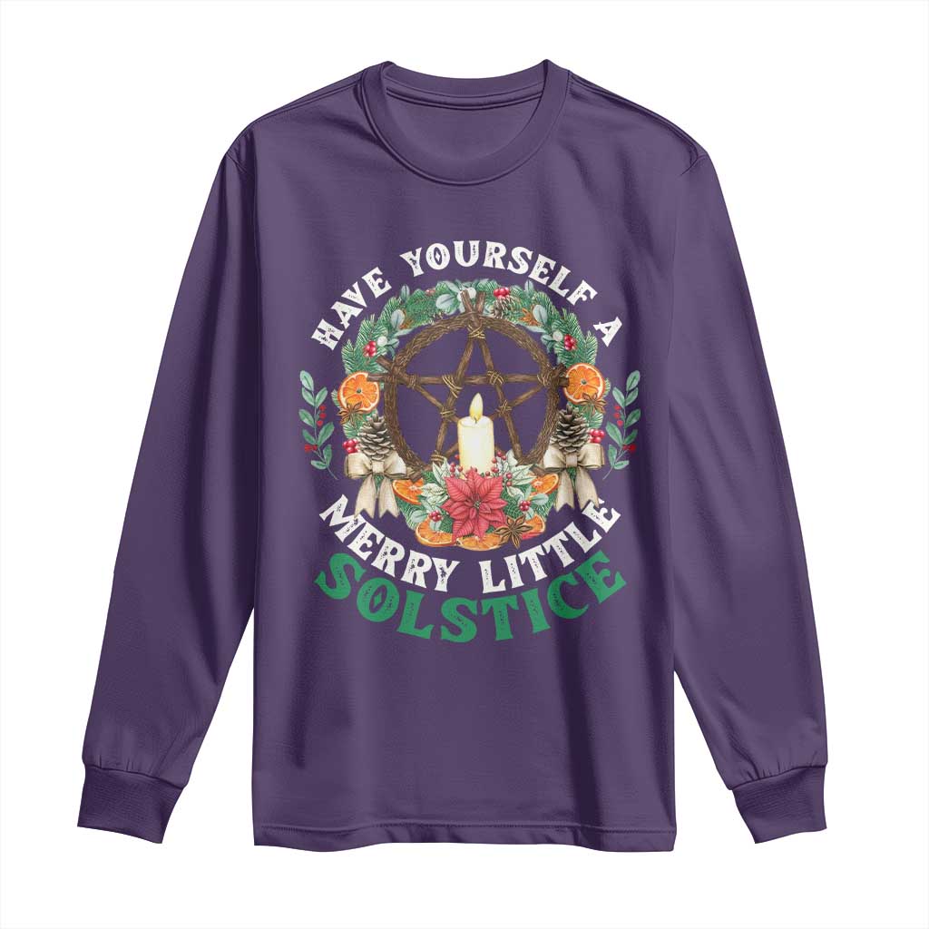 Have Yourself A Merry Little Solstice Long Sleeve Shirt Pagan Pentagram Christmas Wreath