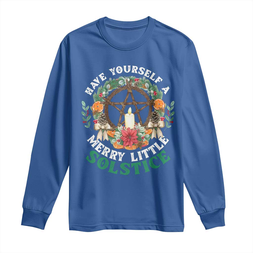 Have Yourself A Merry Little Solstice Long Sleeve Shirt Pagan Pentagram Christmas Wreath