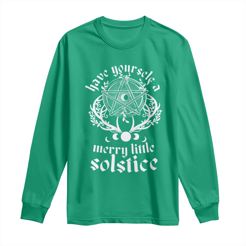 Yule Pagan Long Sleeve Shirt Have Yourself A Merry Little Solstice Vintage Pentagram