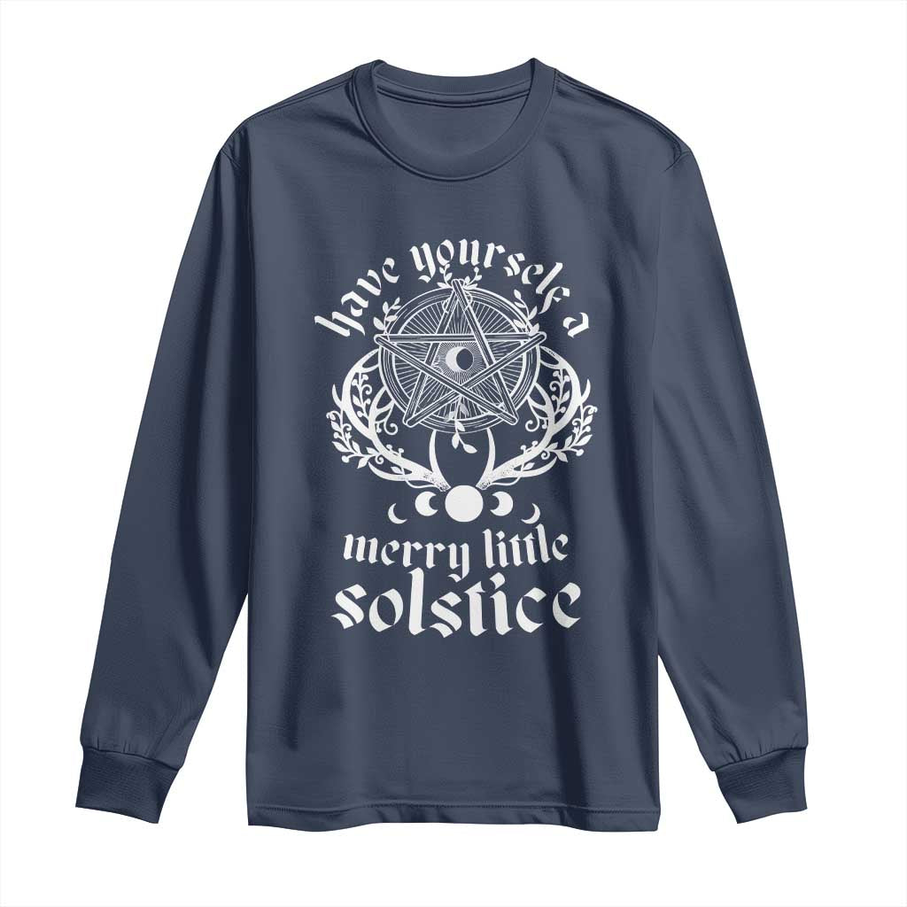 Yule Pagan Long Sleeve Shirt Have Yourself A Merry Little Solstice Vintage Pentagram