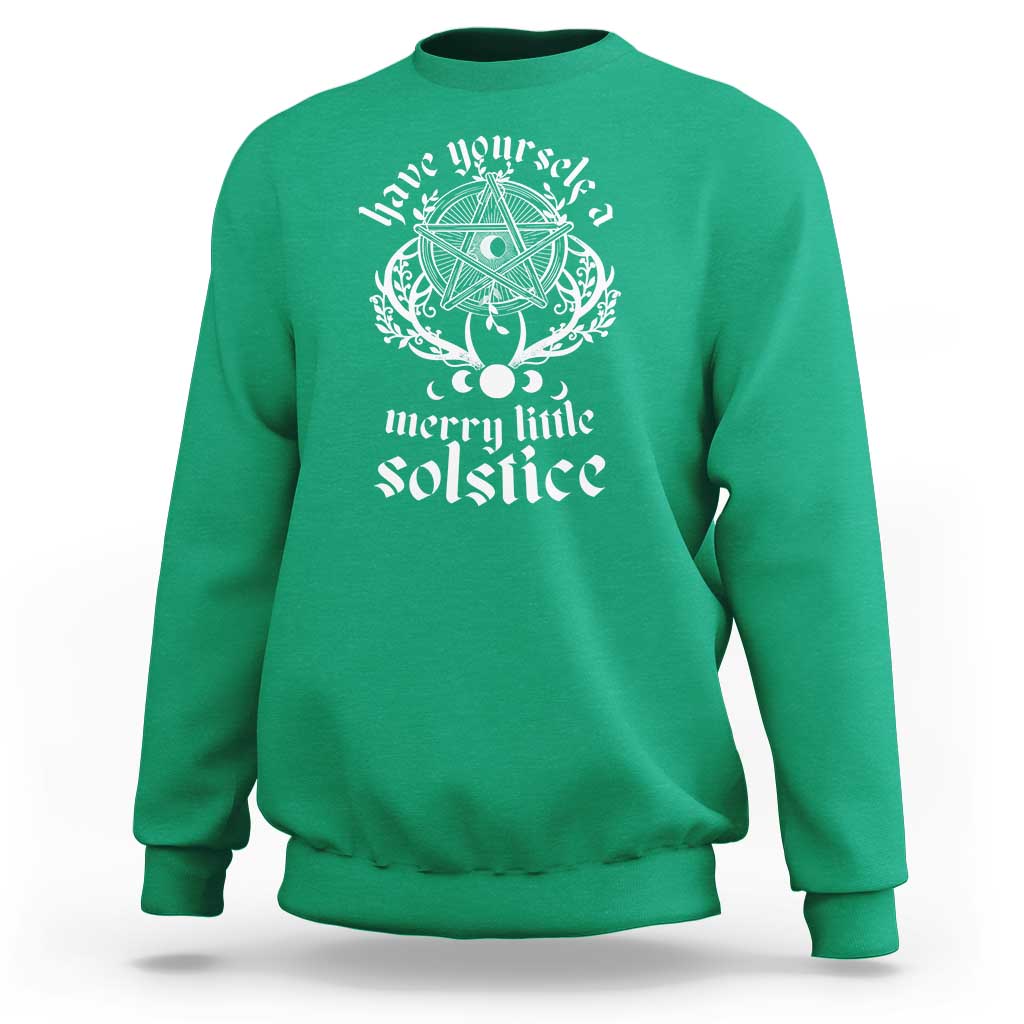 Yule Pagan Sweatshirt Have Yourself A Merry Little Solstice Vintage Pentagram - Wonder Print Shop