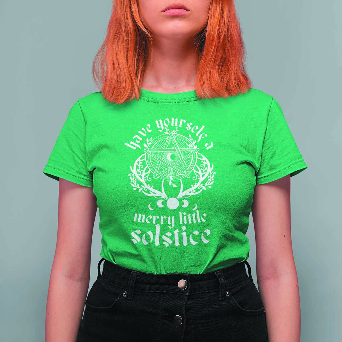 Yule Pagan T Shirt For Women Have Yourself A Merry Little Solstice Vintage Pentagram - Wonder Print Shop
