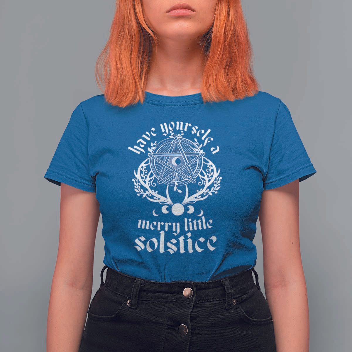 Yule Pagan T Shirt For Women Have Yourself A Merry Little Solstice Vintage Pentagram - Wonder Print Shop