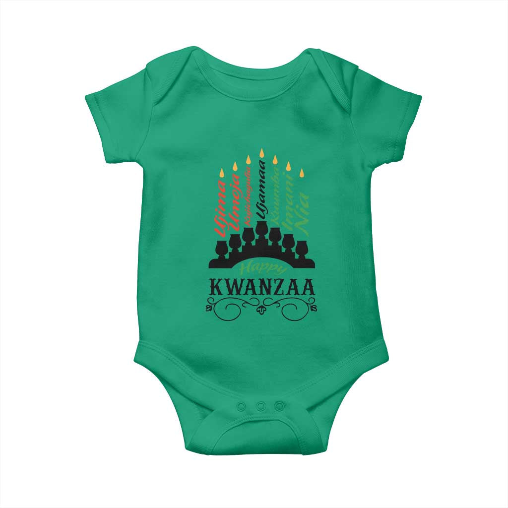 Happy Kwanzaa The 7 Principles African Nguzo Saba Kinara Candles Baby Onesie