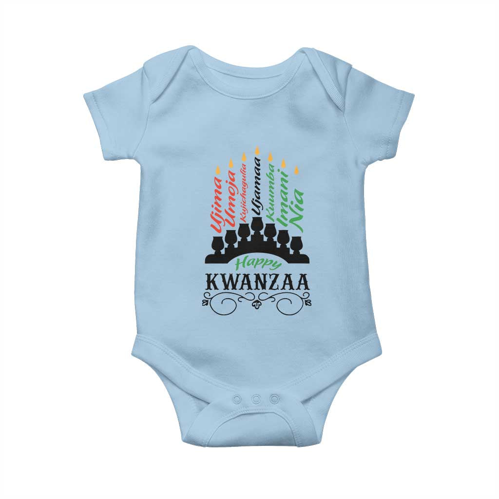 Happy Kwanzaa The 7 Principles African Nguzo Saba Kinara Candles Baby Onesie
