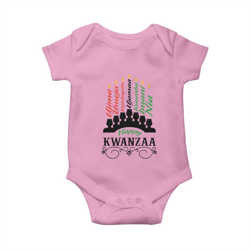 Happy Kwanzaa The 7 Principles African Nguzo Saba Kinara Candles Baby Onesie
