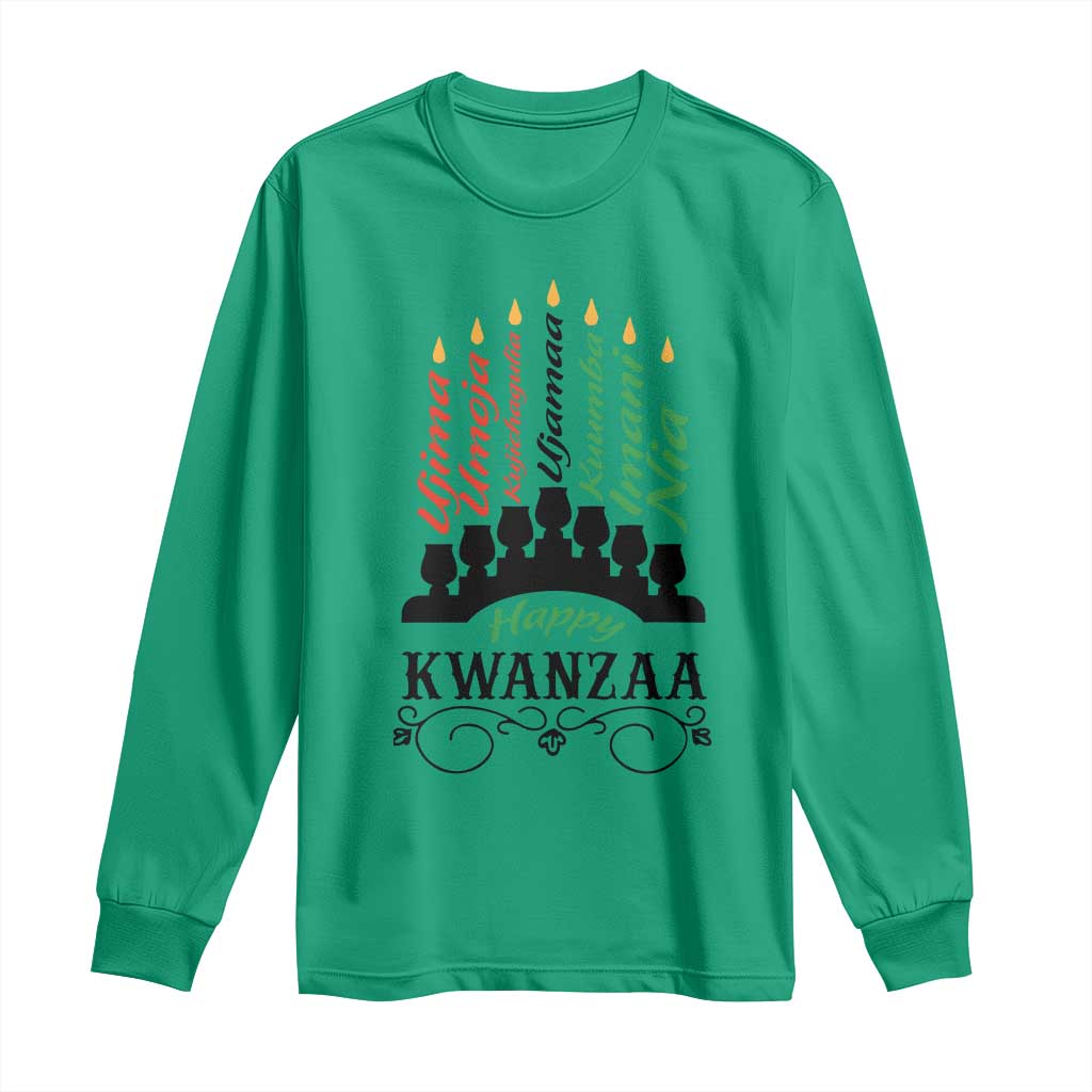 Happy Kwanzaa The 7 Principles African Nguzo Saba Kinara Candles Long Sleeve Shirt