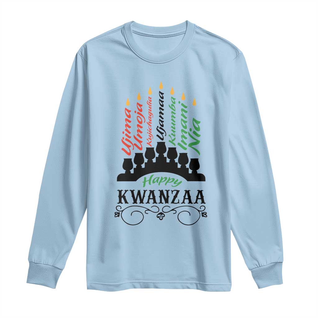 Happy Kwanzaa The 7 Principles African Nguzo Saba Kinara Candles Long Sleeve Shirt