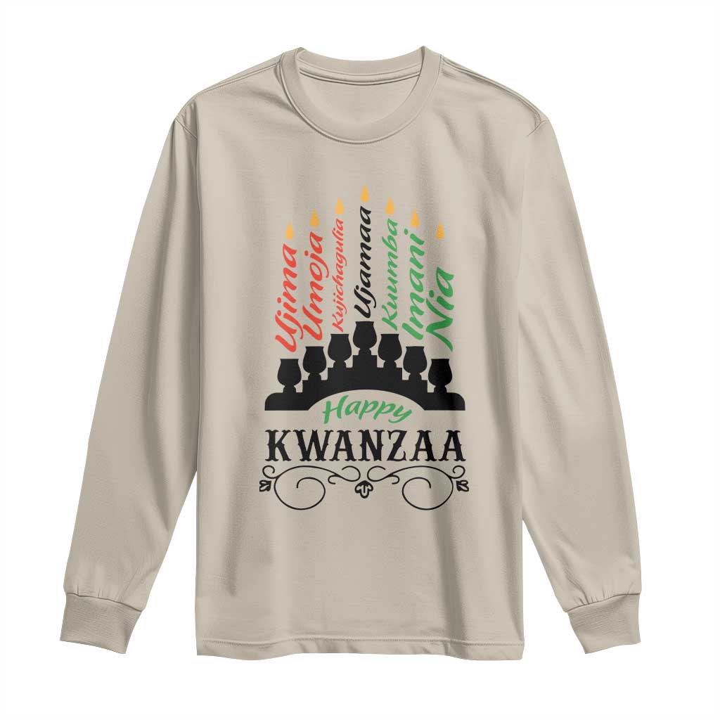 Happy Kwanzaa The 7 Principles African Nguzo Saba Kinara Candles Long Sleeve Shirt