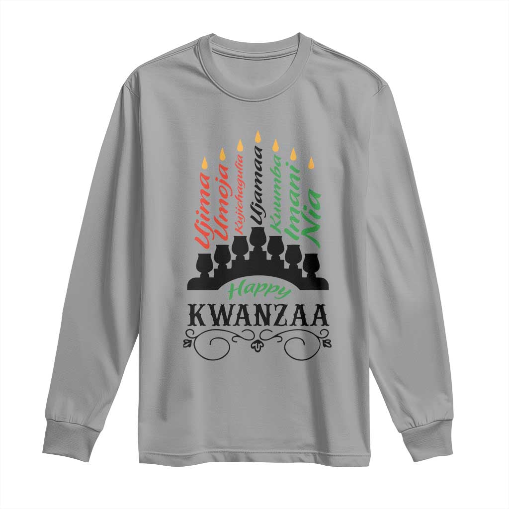 Happy Kwanzaa The 7 Principles African Nguzo Saba Kinara Candles Long Sleeve Shirt