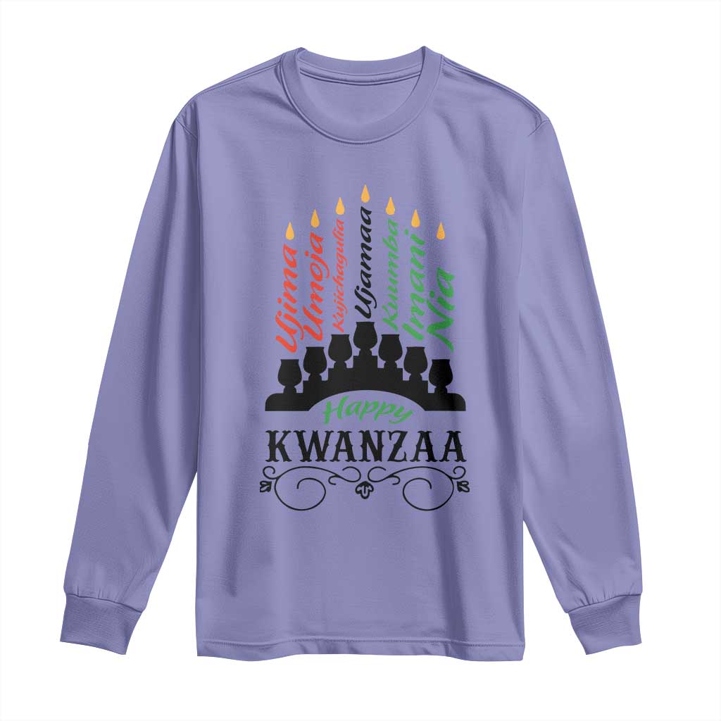Happy Kwanzaa The 7 Principles African Nguzo Saba Kinara Candles Long Sleeve Shirt