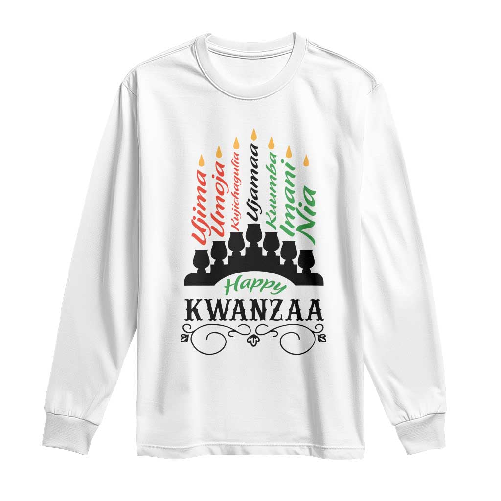 Happy Kwanzaa The 7 Principles African Nguzo Saba Kinara Candles Long Sleeve Shirt