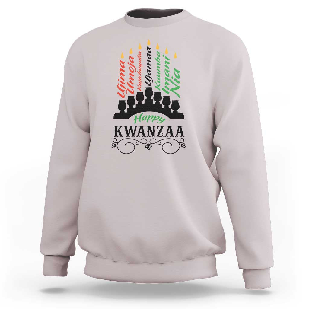 Happy Kwanzaa The 7 Principles African Nguzo Saba Kinara Candles Sweatshirt - Wonder Print Shop