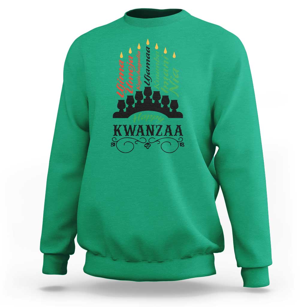 Happy Kwanzaa The 7 Principles African Nguzo Saba Kinara Candles Sweatshirt - Wonder Print Shop