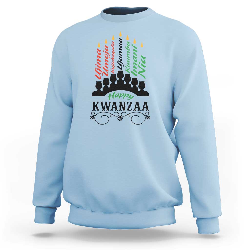 Happy Kwanzaa The 7 Principles African Nguzo Saba Kinara Candles Sweatshirt - Wonder Print Shop