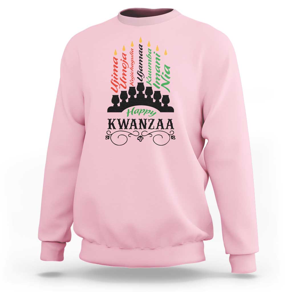 Happy Kwanzaa The 7 Principles African Nguzo Saba Kinara Candles Sweatshirt - Wonder Print Shop
