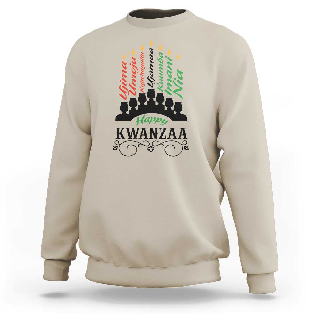 Happy Kwanzaa The 7 Principles African Nguzo Saba Kinara Candles Sweatshirt - Wonder Print Shop