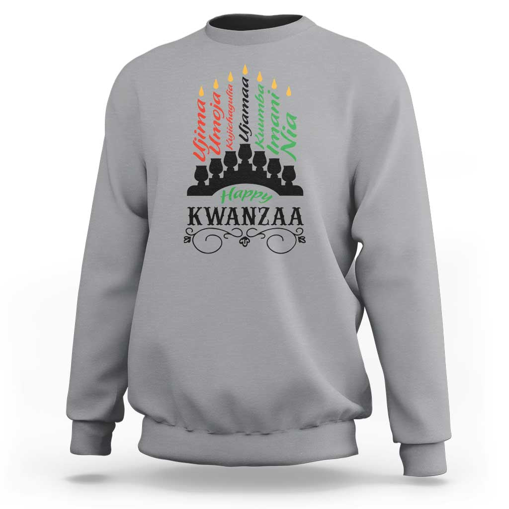 Happy Kwanzaa The 7 Principles African Nguzo Saba Kinara Candles Sweatshirt - Wonder Print Shop