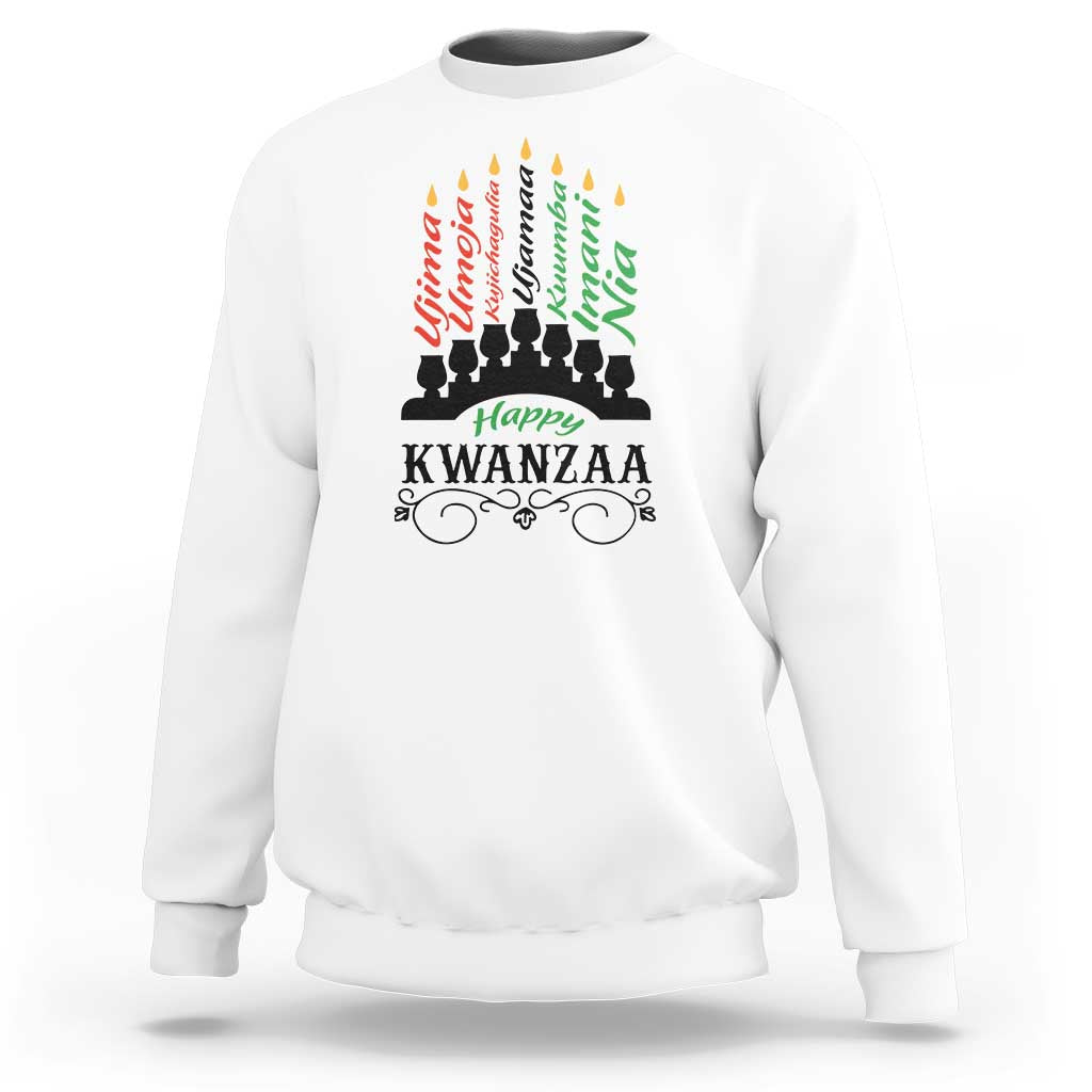Happy Kwanzaa The 7 Principles African Nguzo Saba Kinara Candles Sweatshirt - Wonder Print Shop