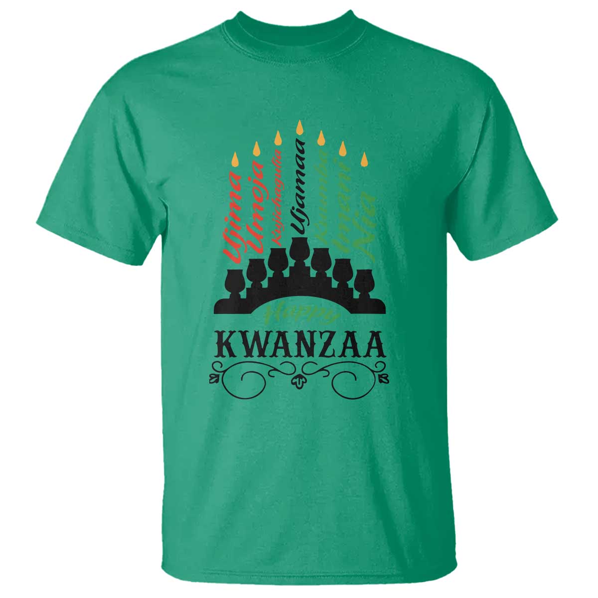 Happy Kwanzaa The 7 Principles African Nguzo Saba Kinara Candles T Shirt - Wonder Print Shop