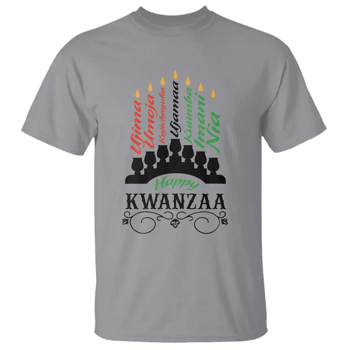Happy Kwanzaa The 7 Principles African Nguzo Saba Kinara Candles T Shirt - Wonder Print Shop
