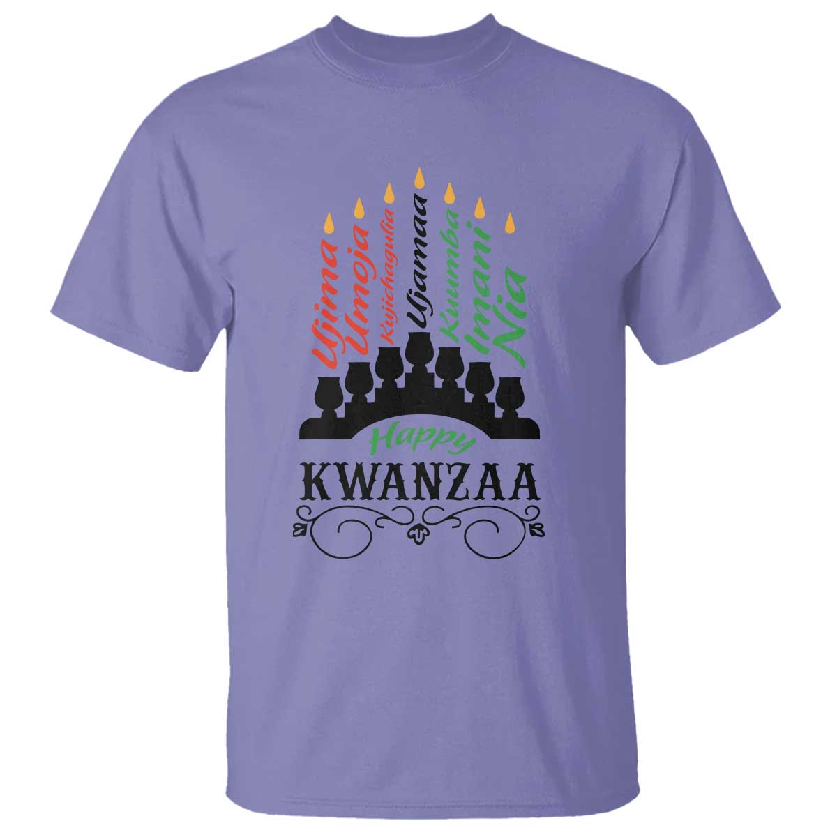 Happy Kwanzaa The 7 Principles African Nguzo Saba Kinara Candles T Shirt - Wonder Print Shop