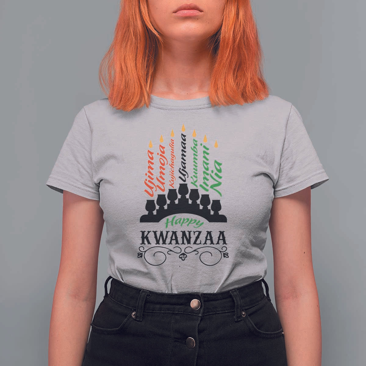 Happy Kwanzaa The 7 Principles African Nguzo Saba Kinara Candles T Shirt For Women - Wonder Print Shop