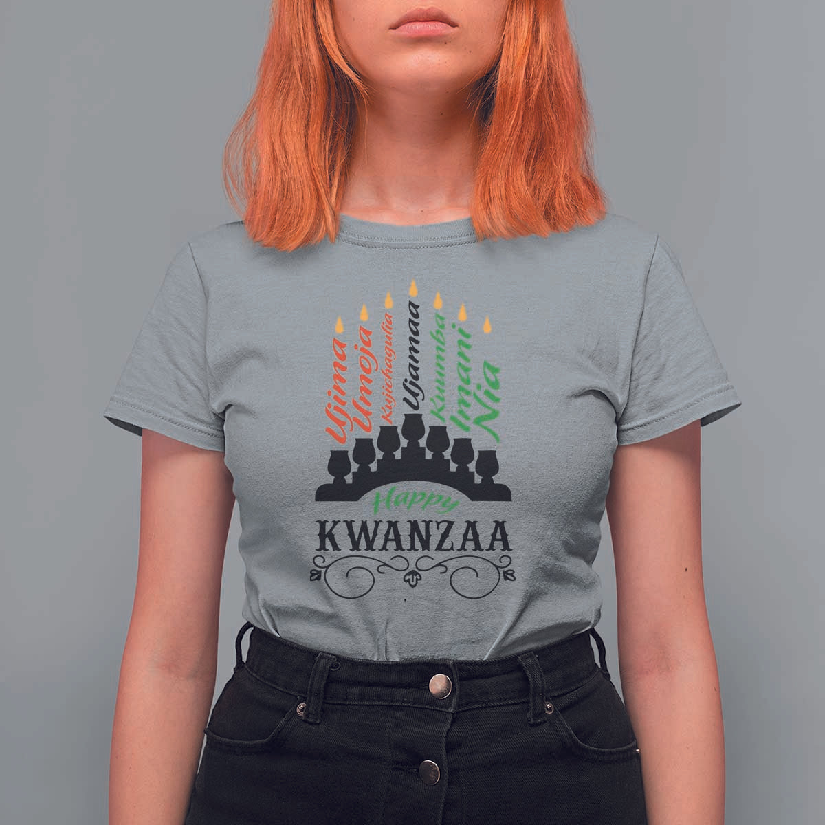 Happy Kwanzaa The 7 Principles African Nguzo Saba Kinara Candles T Shirt For Women - Wonder Print Shop
