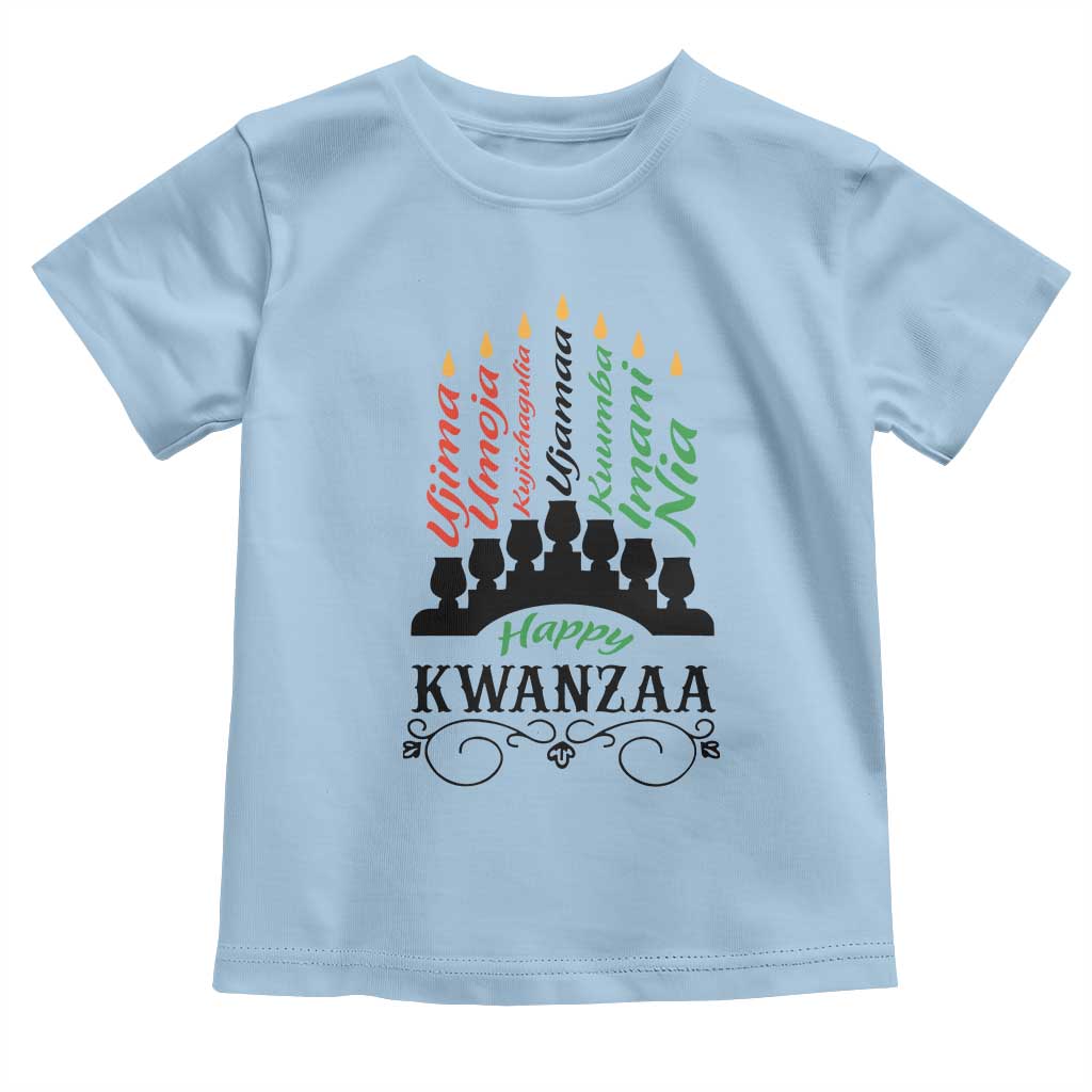 Happy Kwanzaa The 7 Principles African Nguzo Saba Kinara Candles Toddler T Shirt
