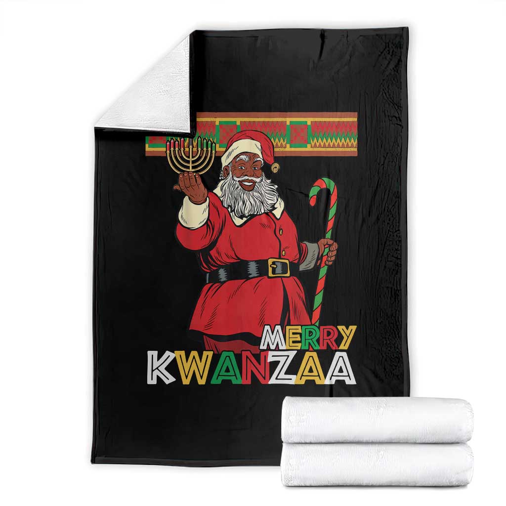 Funny Merry Kwanzaa Christmas Throw Blanket African American Black Santa Kinara Candles - Wonder Print Shop