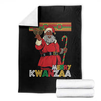 Funny Merry Kwanzaa Christmas Throw Blanket African American Black Santa Kinara Candles - Wonder Print Shop