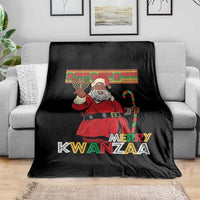 Funny Merry Kwanzaa Christmas Throw Blanket African American Black Santa Kinara Candles - Wonder Print Shop