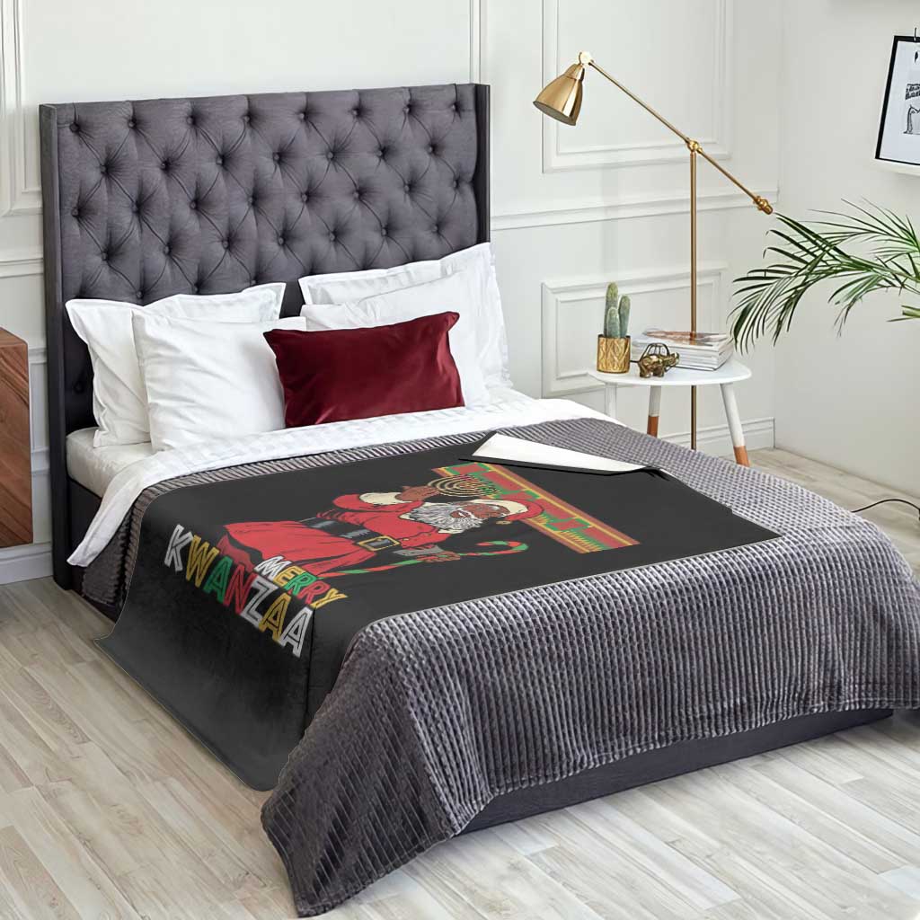 Funny Merry Kwanzaa Christmas Throw Blanket African American Black Santa Kinara Candles - Wonder Print Shop