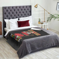 Funny Merry Kwanzaa Christmas Throw Blanket African American Black Santa Kinara Candles - Wonder Print Shop
