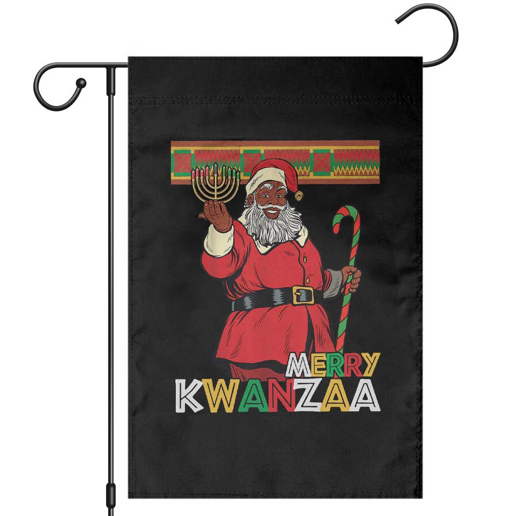 Funny Merry Kwanzaa Christmas Garden Flag African American Black Santa Kinara Candles - Wonder Print Shop