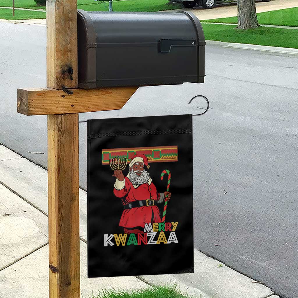 Funny Merry Kwanzaa Christmas Garden Flag African American Black Santa Kinara Candles - Wonder Print Shop