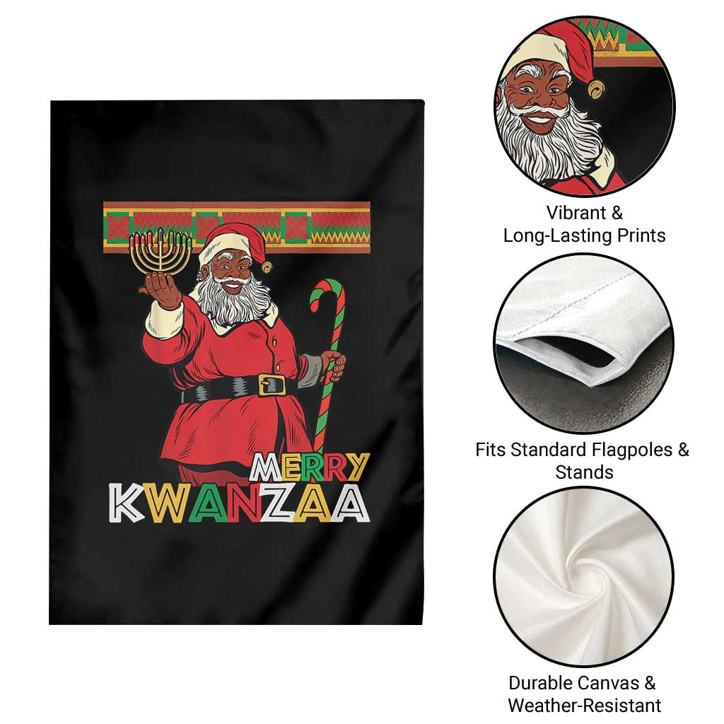 Funny Merry Kwanzaa Christmas Garden Flag African American Black Santa Kinara Candles - Wonder Print Shop