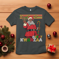 Funny Merry Kwanzaa Christmas T Shirt African American Black Santa Kinara Candles - Wonder Print Shop