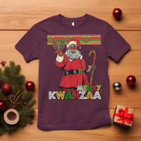 Funny Merry Kwanzaa Christmas T Shirt African American Black Santa Kinara Candles - Wonder Print Shop